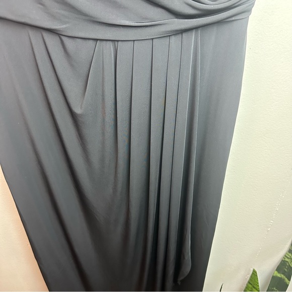 LaFemme Black Off the Shoulder Ruched Jersey Column Formal Dress Sz14 - Picture 4 of 9